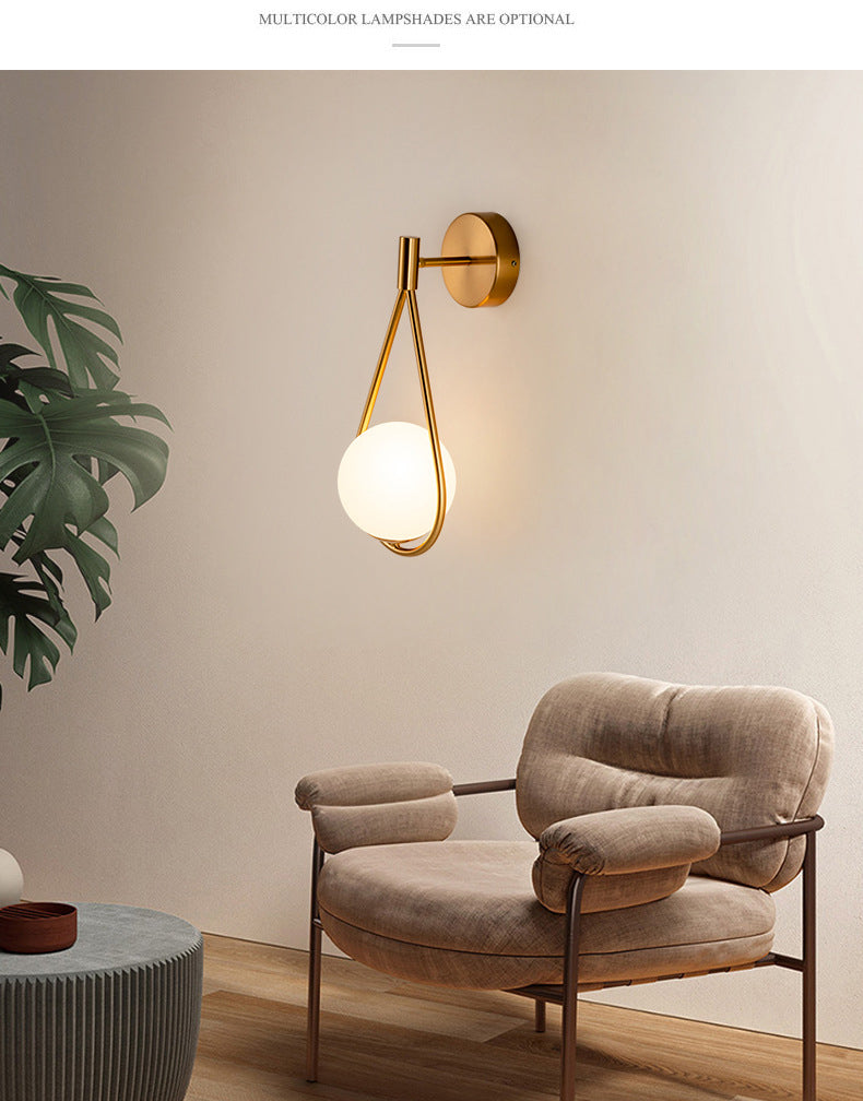 Nordic Minimalist Glass Wall Lamp Milky Glass Metal Base