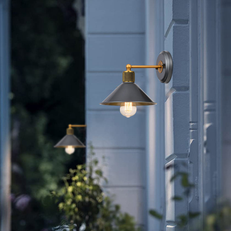 Schwarz 1 leichte Wandleuchter leichter industrieller Stil mit Metallbahnkegelwandlampe