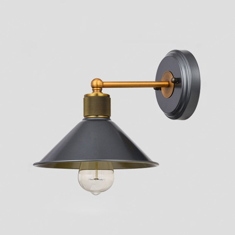 Schwarz 1 leichte Wandleuchter leichter industrieller Stil mit Metallbahnkegelwandlampe