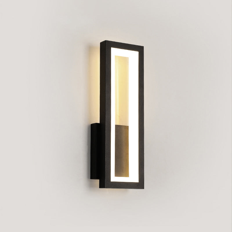 Modern Simple Rectangular Glass Globe Single Black Wall Lamp