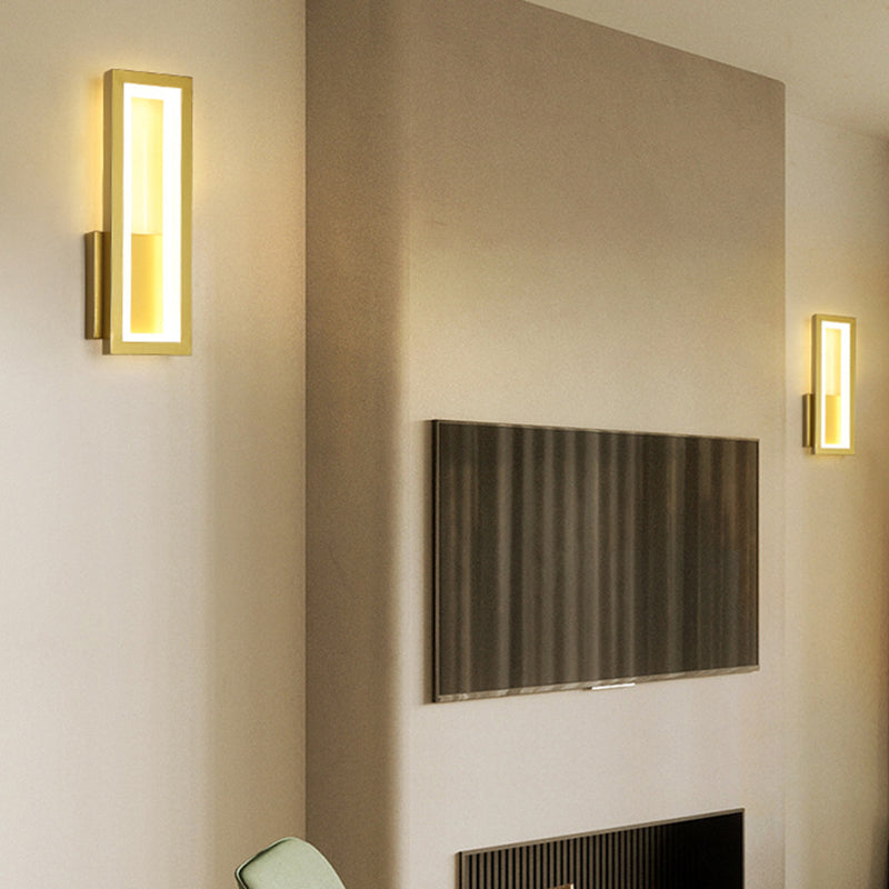 Lámpara de pared negra simple y moderna de vidrio rectangular simple