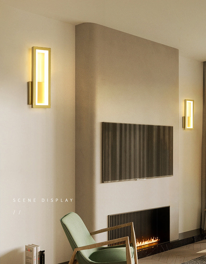 Lámpara de pared negra simple y moderna de vidrio rectangular simple