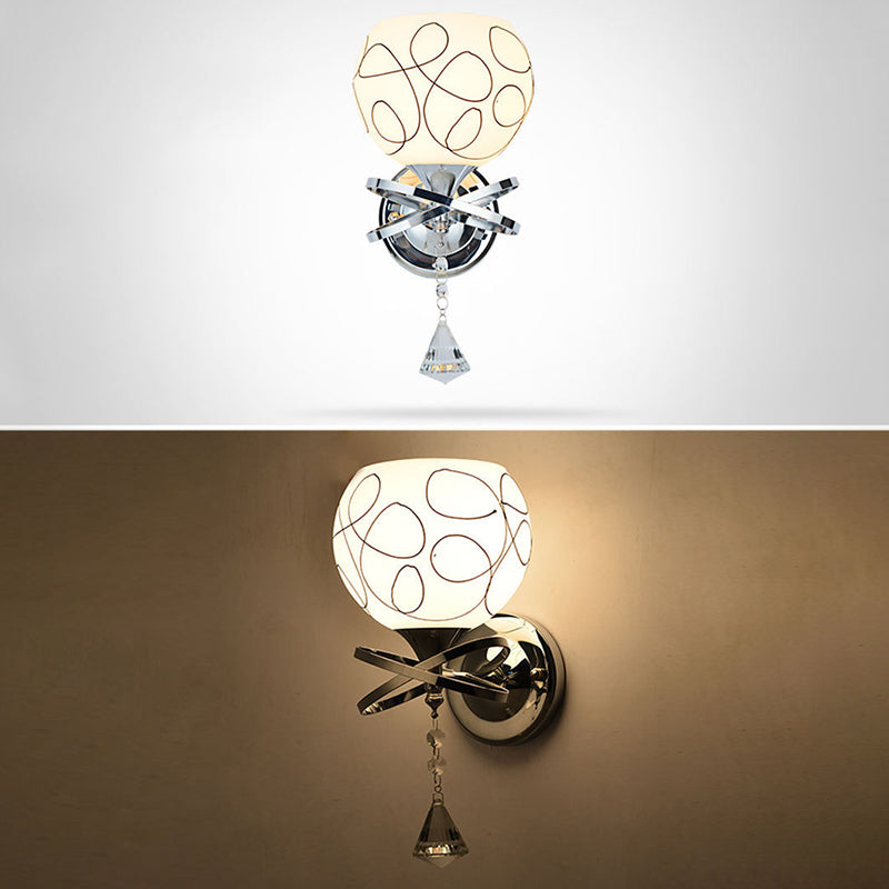 Noordse postmodern ronde 1 hoofd glazen materiaal led witte wandlamp