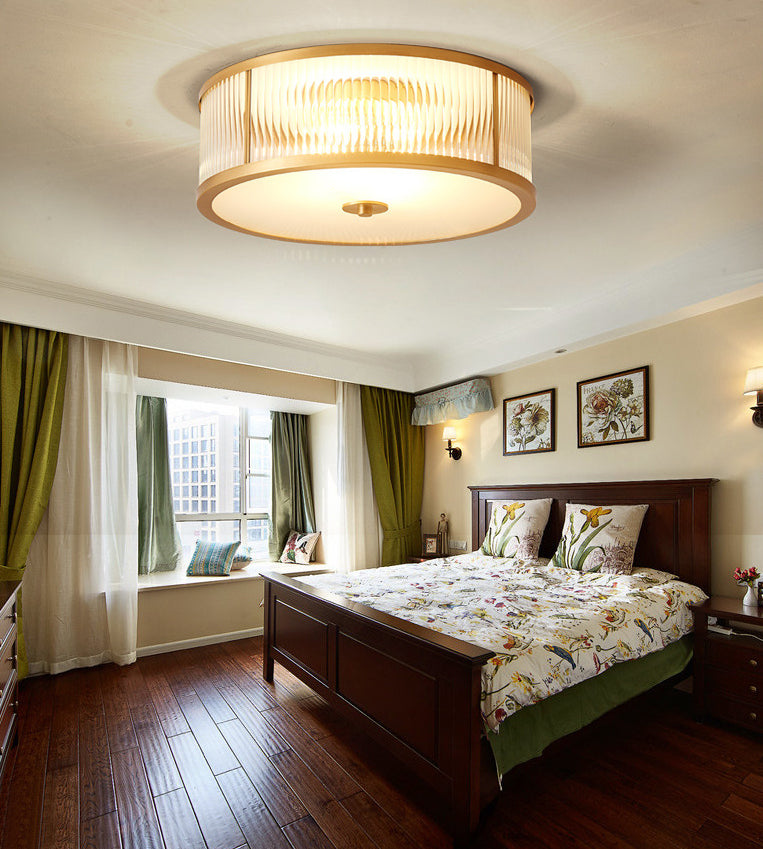 Drum Flush Mount Ceiling Light Fixtures Vintage Glass Ceiling Light Fixture for Living Room