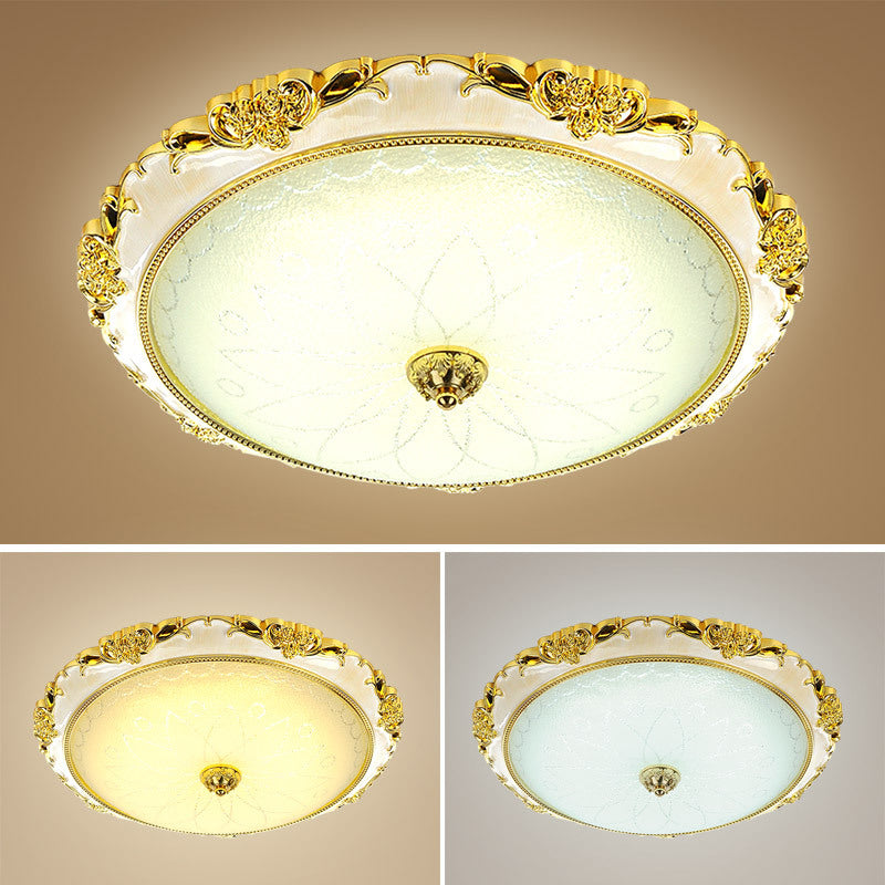 Dome Flush Mount Ceiling Light Fixtures Traditional Frosted Glass Ceiling Mount Chandelier for Corridor