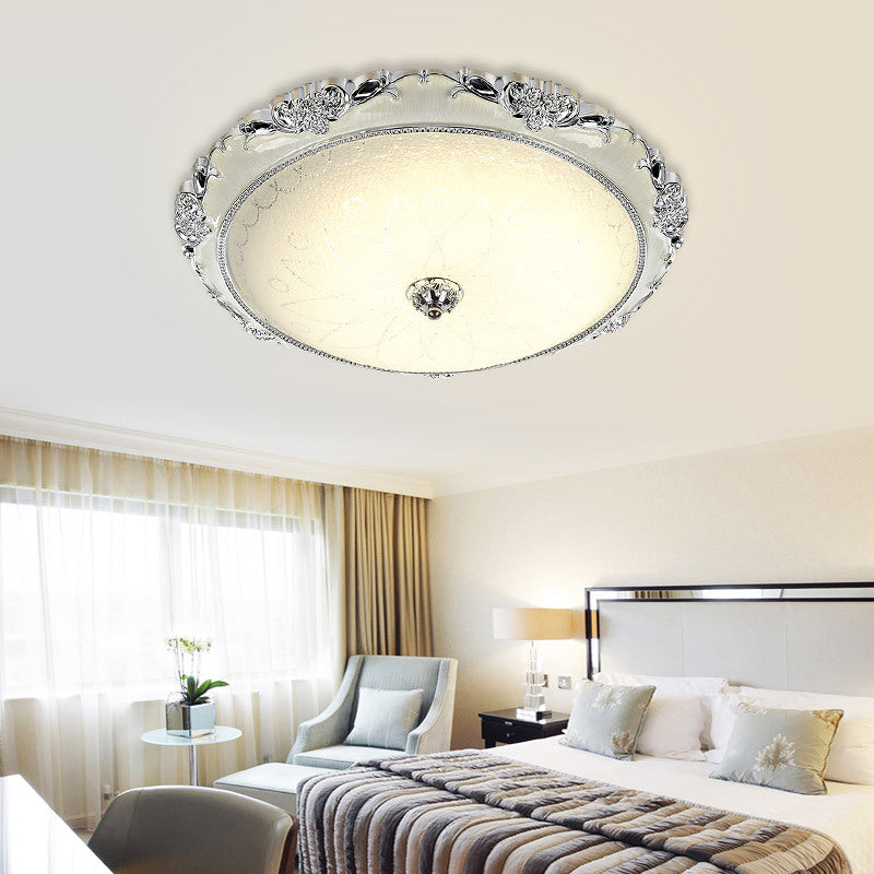 Dome Flush Mount Ceiling Light Fixtures Traditional Frosted Glass Ceiling Mount Chandelier for Corridor