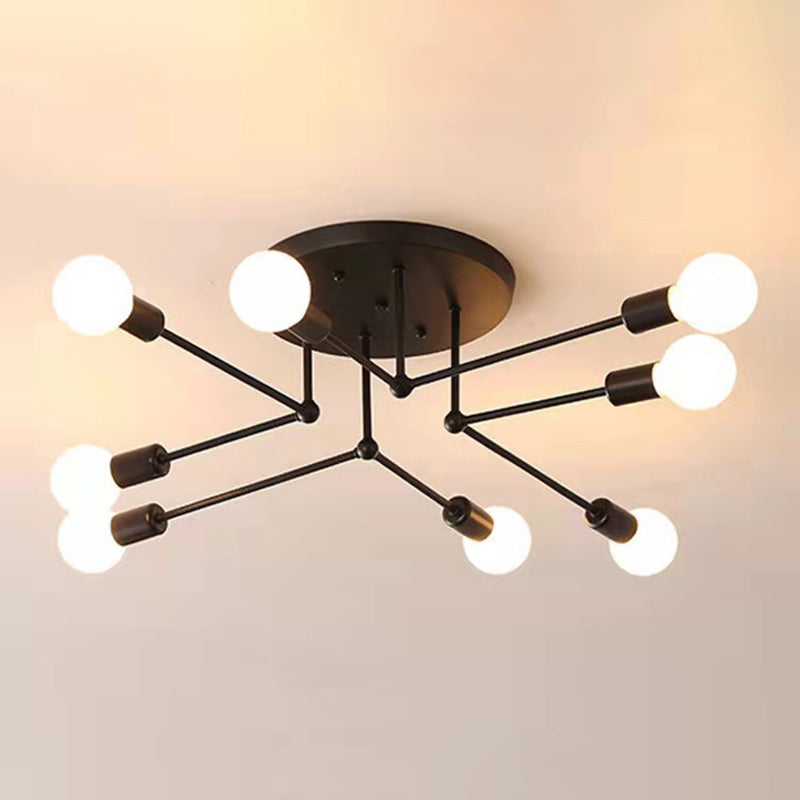 Sputnik Ontwerp Semi Flush Mount Licht Industriële Minimalist Exposed Bulb Slaapkamer Metalen Plafond Flush Mount