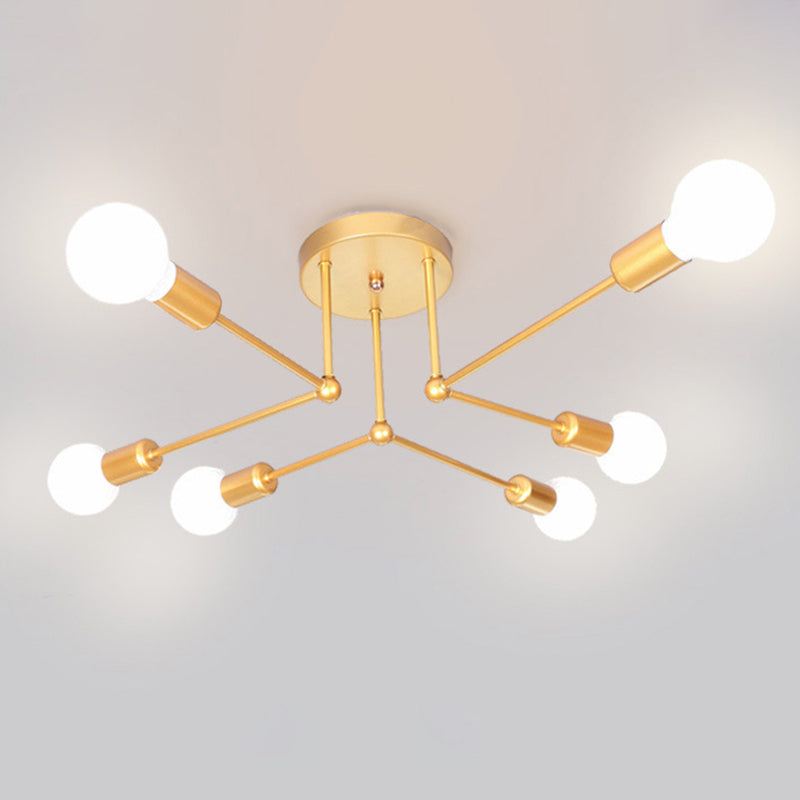 Sputnik Ontwerp Semi Flush Mount Licht Industriële Minimalist Exposed Bulb Slaapkamer Metalen Plafond Flush Mount