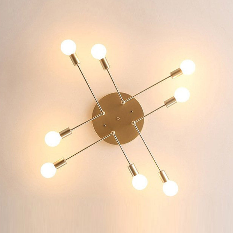 Sputnik Ontwerp Semi Flush Mount Licht Industriële Minimalist Exposed Bulb Slaapkamer Metalen Plafond Flush Mount