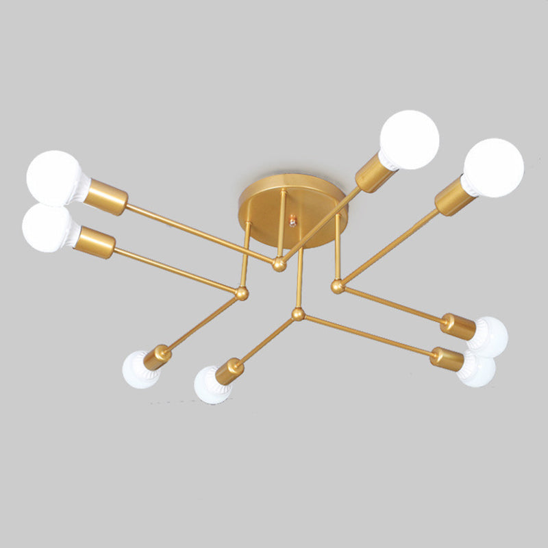 Sputnik Ontwerp Semi Flush Mount Licht Industriële Minimalist Exposed Bulb Slaapkamer Metalen Plafond Flush Mount