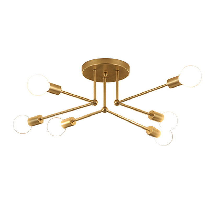 Sputnik Ontwerp Semi Flush Mount Licht Industriële Minimalist Exposed Bulb Slaapkamer Metalen Plafond Flush Mount