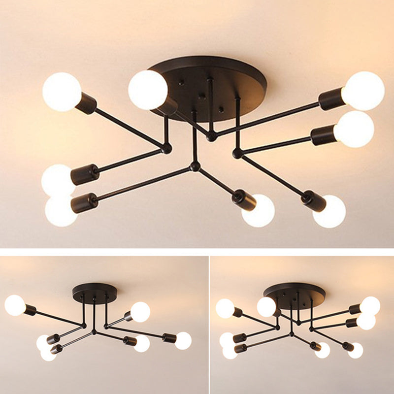 Sputnik Ontwerp Semi Flush Mount Licht Industriële Minimalist Exposed Bulb Slaapkamer Metalen Plafond Flush Mount
