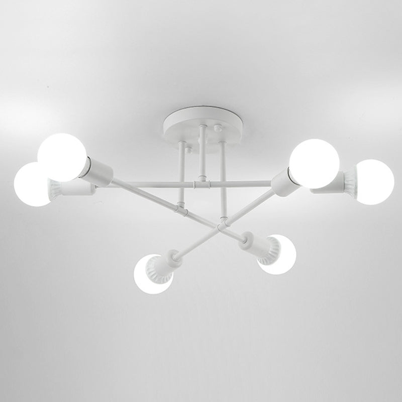 Lineaire Plafond Verlichting Retro Industrieel Ijzer Blootgesteld Lamp Semi Flush Mount Verlichting voor Living Room