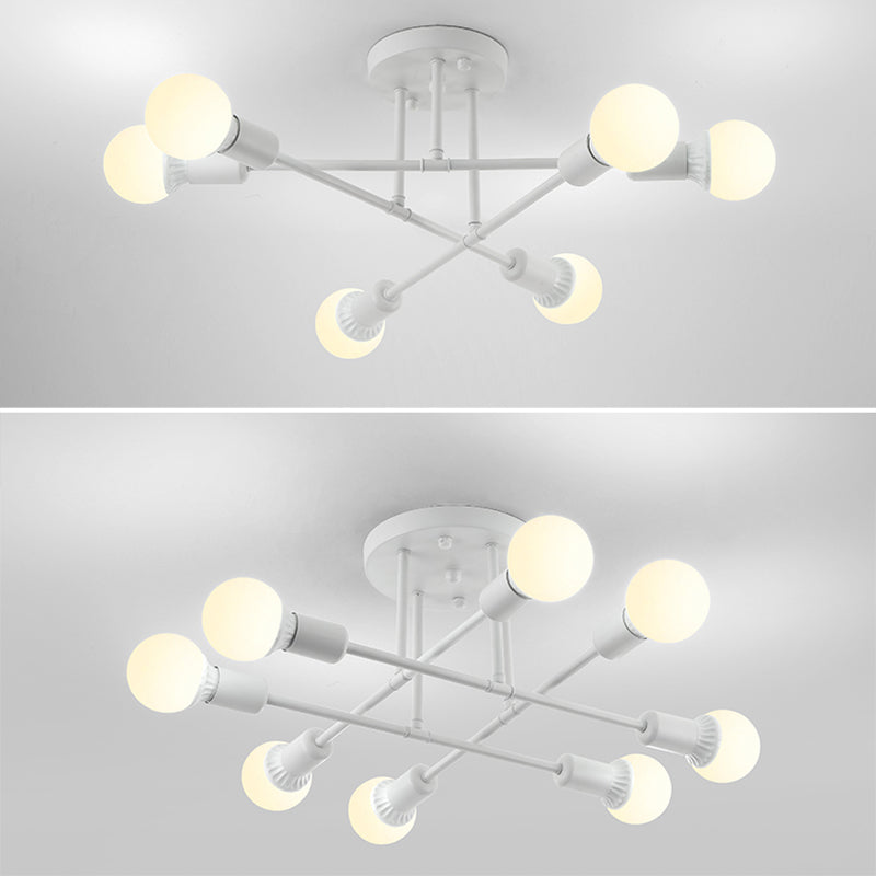 Lineaire Plafond Verlichting Retro Industrieel Ijzer Blootgesteld Lamp Semi Flush Mount Verlichting voor Living Room