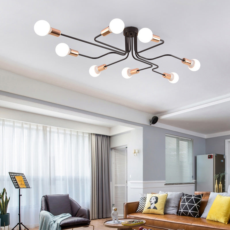 Open bol metalen spinnen plafondlicht industriële stijl multidichte semi-spoeling mount lamp voor woonkamer