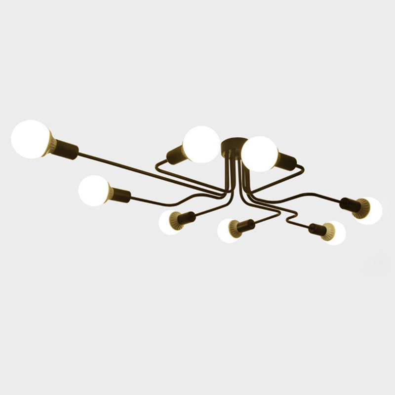 Open bol metalen spinnen plafondlicht industriële stijl multidichte semi-spoeling mount lamp voor woonkamer