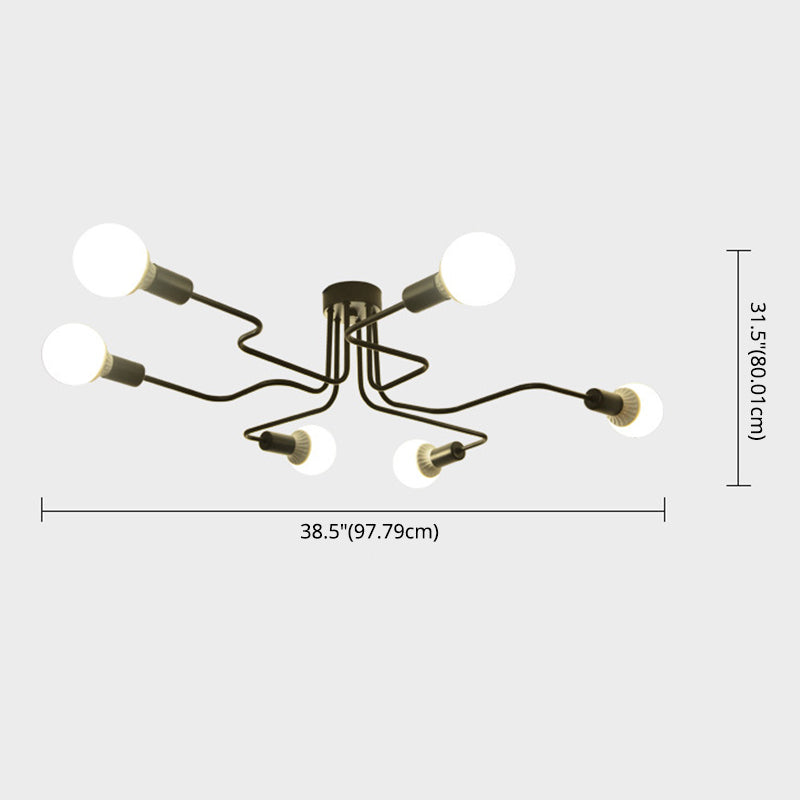 Open bol metalen spinnen plafondlicht industriële stijl multidichte semi-spoeling mount lamp voor woonkamer
