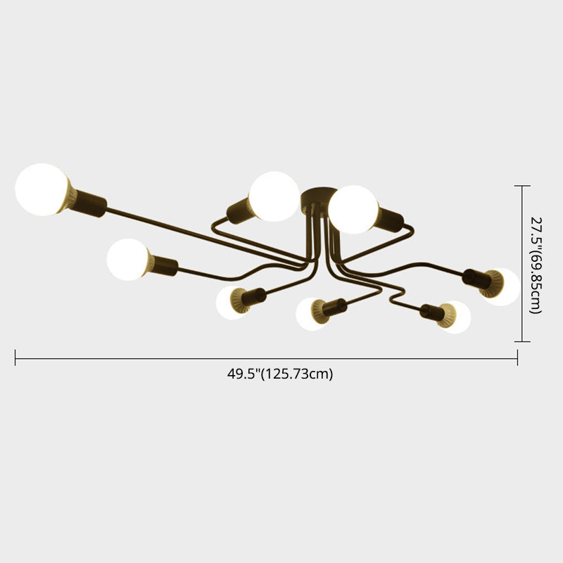 Open bol metalen spinnen plafondlicht industriële stijl multidichte semi-spoeling mount lamp voor woonkamer