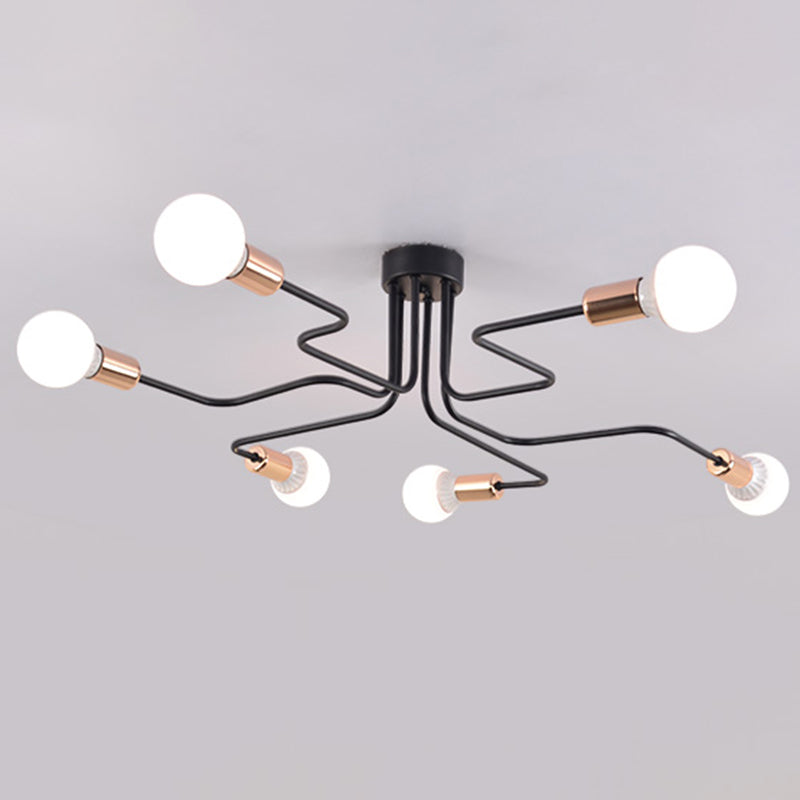 Open bol metalen spinnen plafondlicht industriële stijl multidichte semi-spoeling mount lamp voor woonkamer