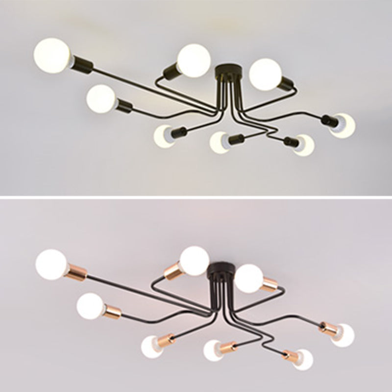 Open bol metalen spinnen plafondlicht industriële stijl multidichte semi-spoeling mount lamp voor woonkamer