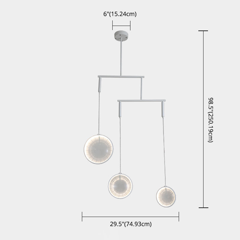 Lámpara de lente de vidrio transparente Simplicidad de 3 luces White Hanging Lighting para escalera
