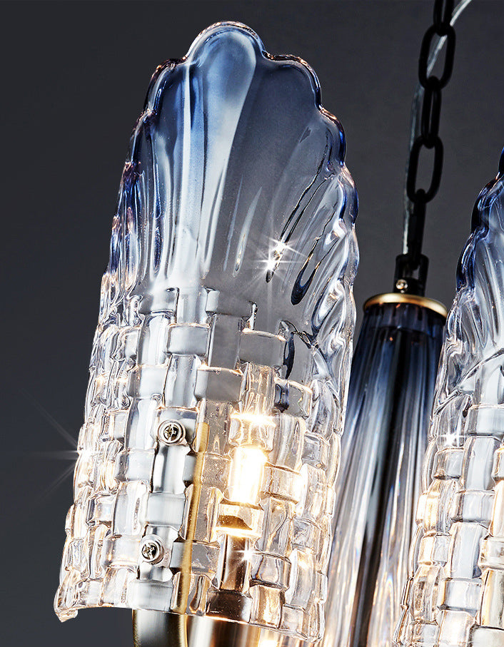 Lumo lampadario di pavone Lighting moderno gradiente blu violaceo in vetro blu lampada appesa