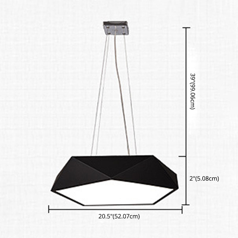 LED Pentagonal Pendant Lamp Nordic Metal Office Hanging Light with Acrylic Diffuser