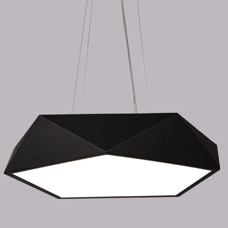 LED Pentagonal Pendant Lamp Nordic Metal Office Hanging Light with Acrylic Diffuser