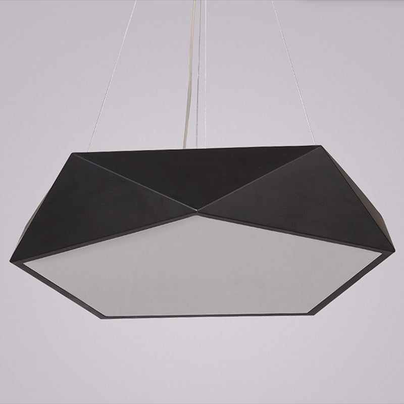 LED Pentagonal Pendant Lamp Nordic Metal Office Hanging Light with Acrylic Diffuser
