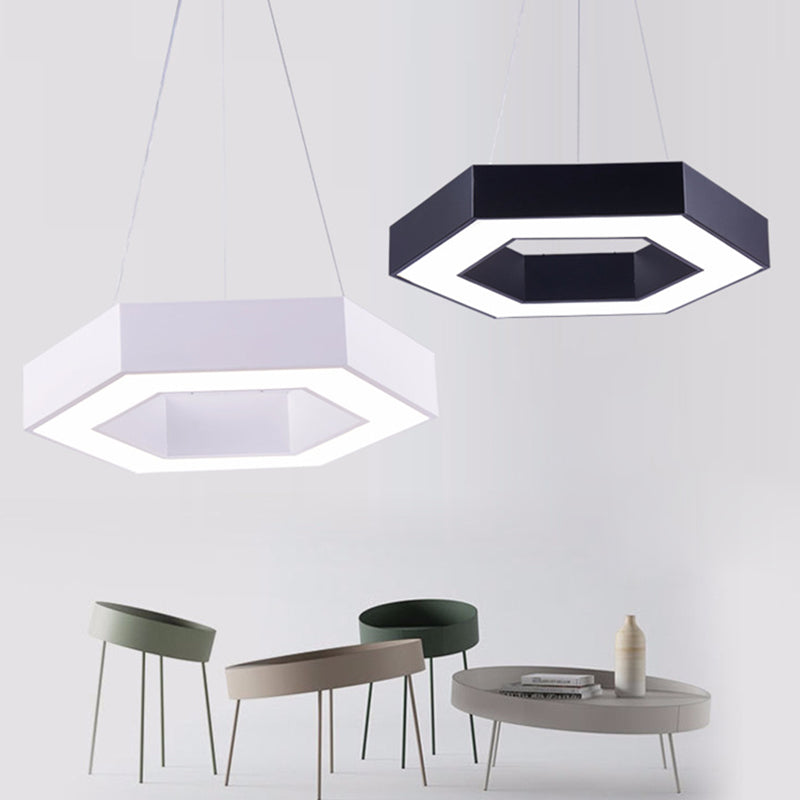 Office Hallway LED Pendant Modern Style Hanging Light with Hexagonal Acrylic Shade
