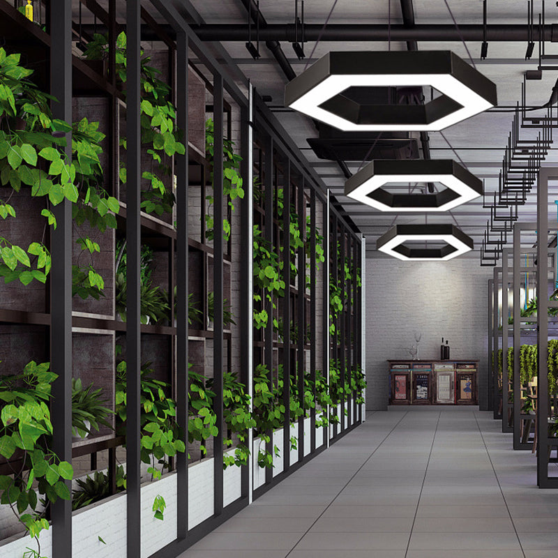 Office Hallway LED Pendant Modern Style Hanging Light with Hexagonal Acrylic Shade
