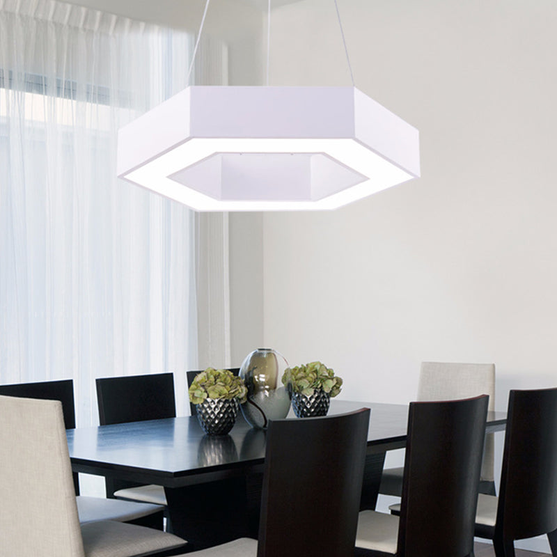 Office Hallway LED Pendant Modern Style Hanging Light with Hexagonal Acrylic Shade