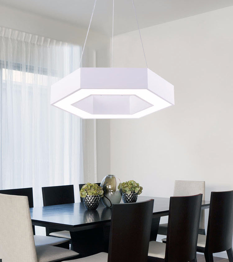 Office Hallway LED Pendant Modern Style Hanging Light with Hexagonal Acrylic Shade