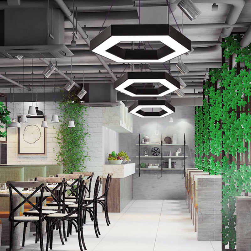 Office Hallway LED Pendant Modern Style Hanging Light with Hexagonal Acrylic Shade