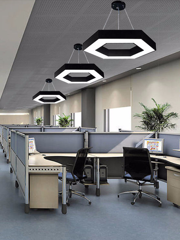 Office Hallway LED Pendant Modern Style Hanging Light with Hexagonal Acrylic Shade