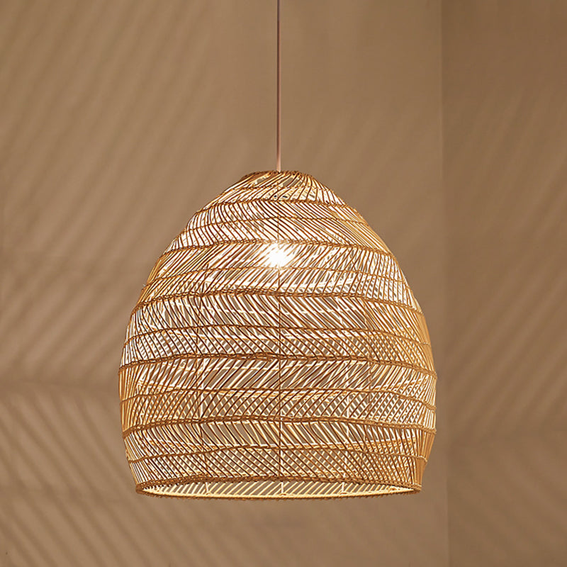 Rattan Bell-förmige anhängende asiatische Stil 1-Licht-Leuchte für die Teestube