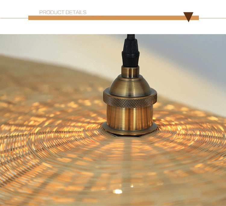 Japanese Style 1-Light Bamboo Hanging Light Fisherman's Hat Shaped Hand Weaving Pendant Lamp