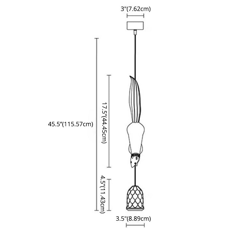 Resin Squirrel Modeling Single Bulb Hanging Light Modern Style Macaroon Pendant Lamp for Bedroom