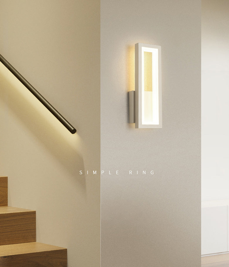 Lámpara de pared negra simple y moderna de vidrio rectangular simple