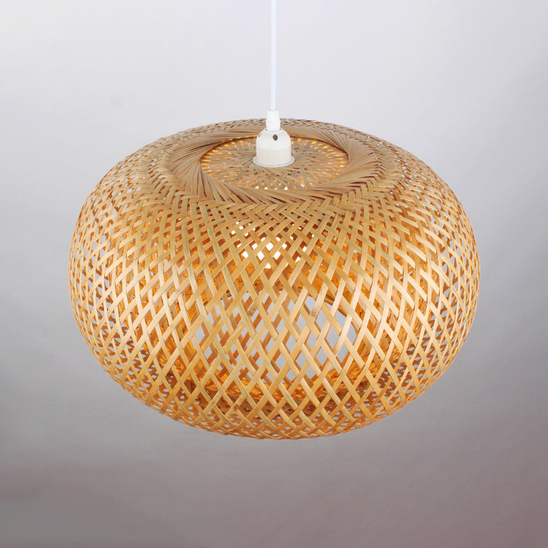 Colgante de suspensión de rosquilla de bambú contemporáneo 1 cabeza de madera de madera de techo colgante