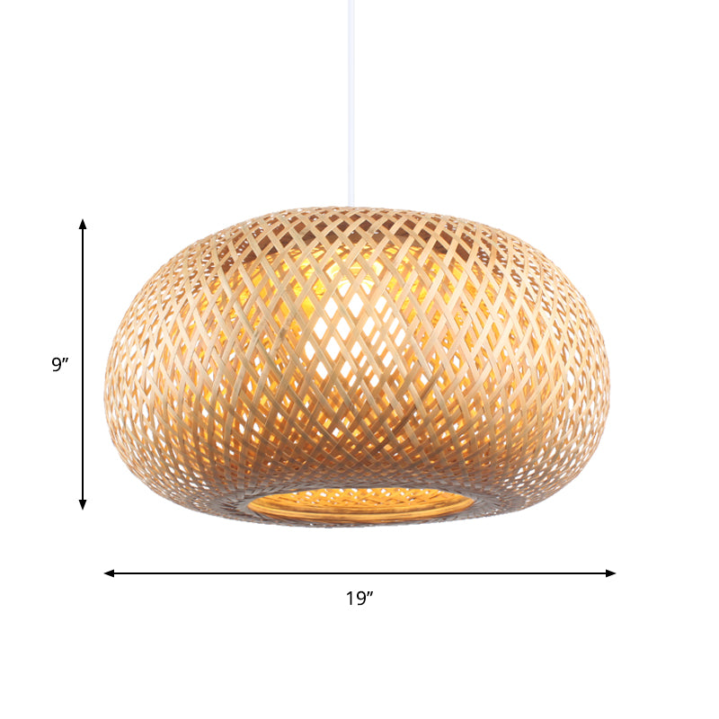 Colgante de suspensión de rosquilla de bambú contemporáneo 1 cabeza de madera de madera de techo colgante