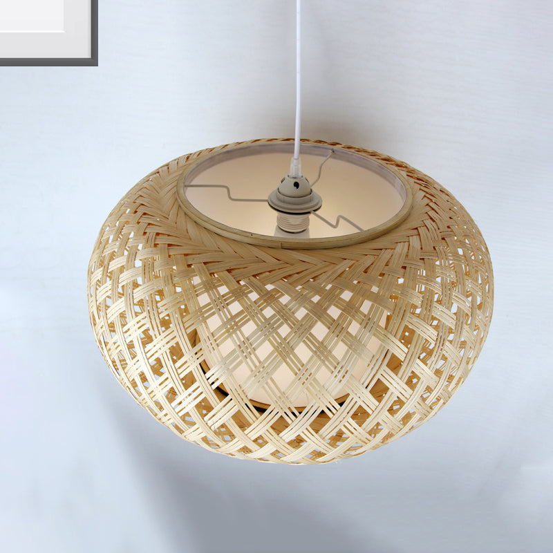 1 bulbo de techo de techo lámpara de madera asiática lámpara con sombra de bambú de linterna