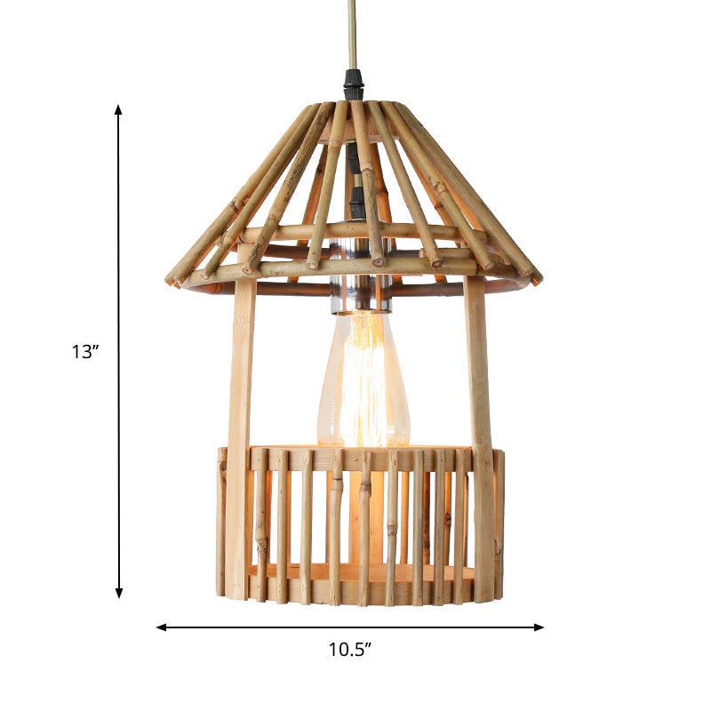 Colgante de suspensión hecha a mano de bambú contemporánea 1 cabeza de madera de madera luz de techo colgante