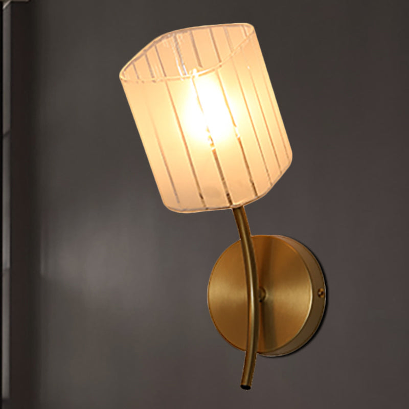 Moderne stilvolle rechteckige Wandlampe 1/2-Licht gefrostete Glaswandbeleuchtung in Gold für Schlafzimmer