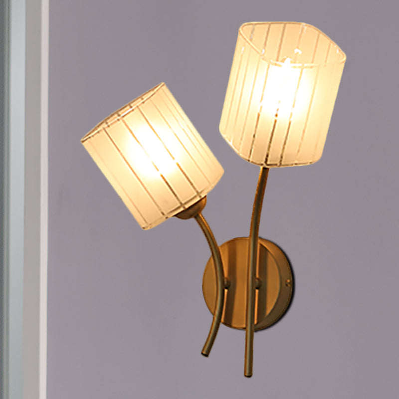 Moderne stilvolle rechteckige Wandlampe 1/2-Licht gefrostete Glaswandbeleuchtung in Gold für Schlafzimmer