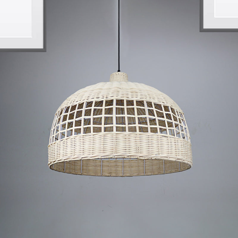 Modernista 1 Bulbo Posto Iluminación Tazón de madera Luz colgante con sombra de bambú