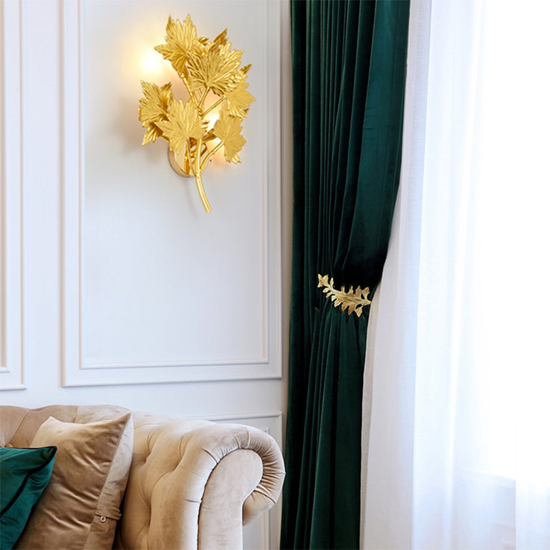 Aluminiumgold Wandleuchte Ahornblatt 2/10 Lichter traditionelle Wand mit Wandmontage für Wohnzimmer