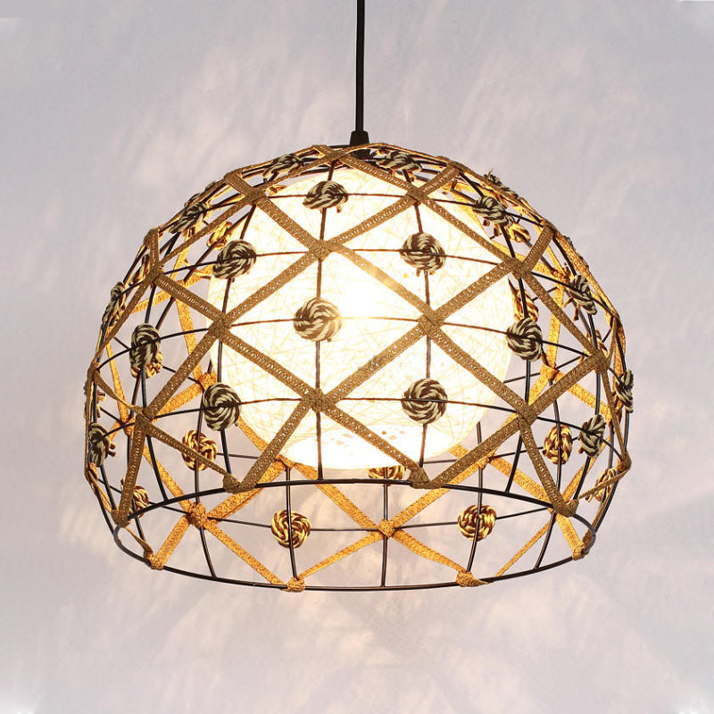 1 Bulb Tearoom Ceiling Light Asian Wood Pendant Light Fixture with Oval/Semicircle/House Bamboo Shade