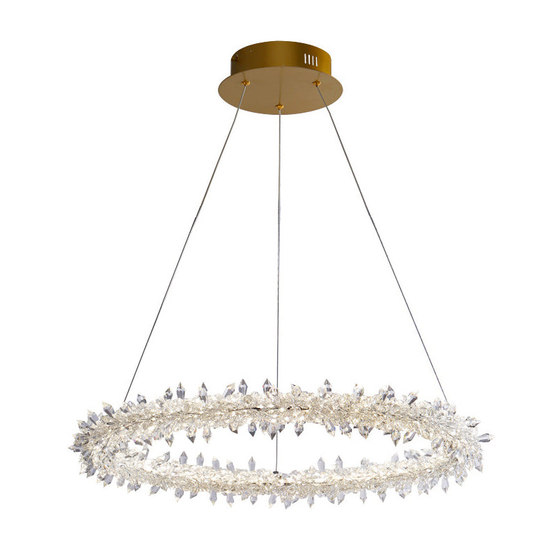 Lampada a lampada circolare in ottone Lampada modernista LED Crystal Crystal Assicatore Luce per soggiorno