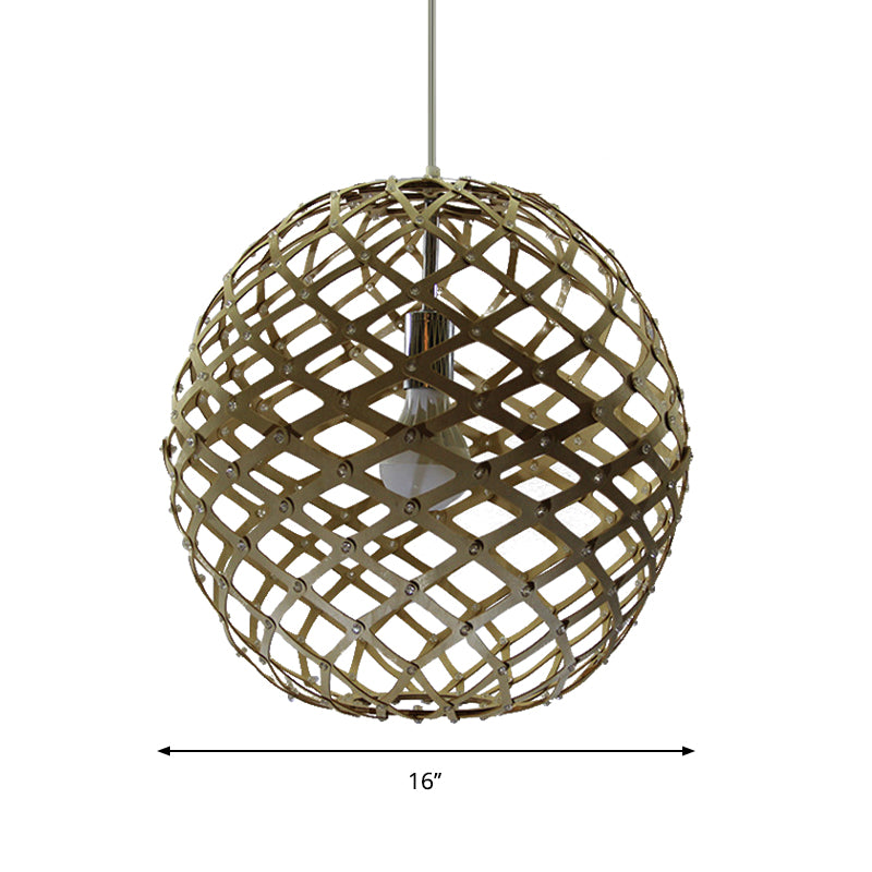 Suspension à suspension en cage bois contemporain 1 bulbe kit de lumière suspendue jaune pour le salon